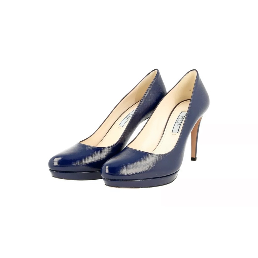 New AUTHENTIC PRADA SAFFIANO PUMPS SHOES ROYAL Dark Blue US 6.5 EU R 36.5 L 36